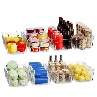 Clear Fridge Organizer, Refrigerator Organizer Bins with Handle, Freezer, Kitchen Cabinet, Pantry Organization, BPA Free Fridge Organizers (12.4 inch 2 Pack)