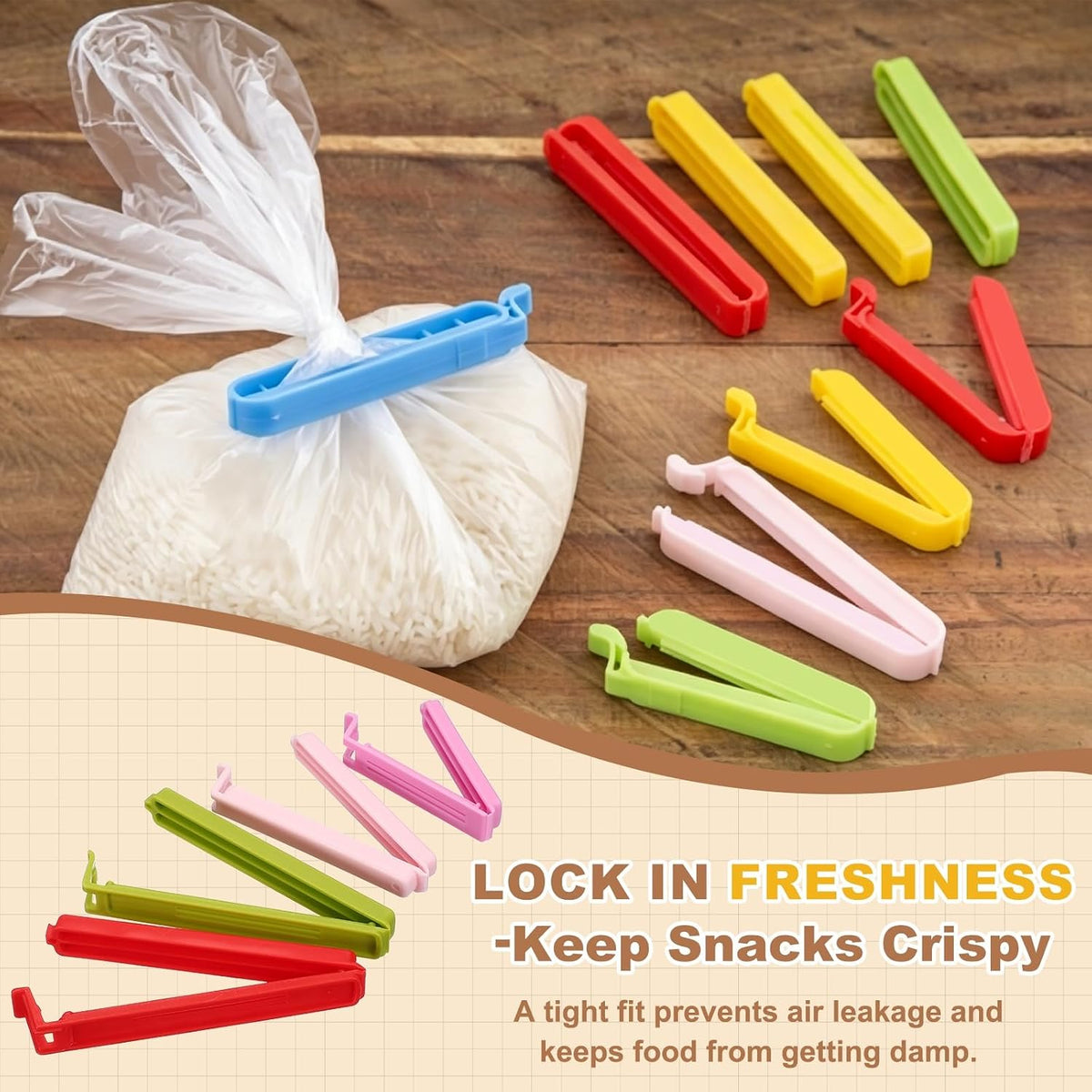 uxcell 25Pcs 3.54" Food Bag Clips for Food Thickened Plastic Green