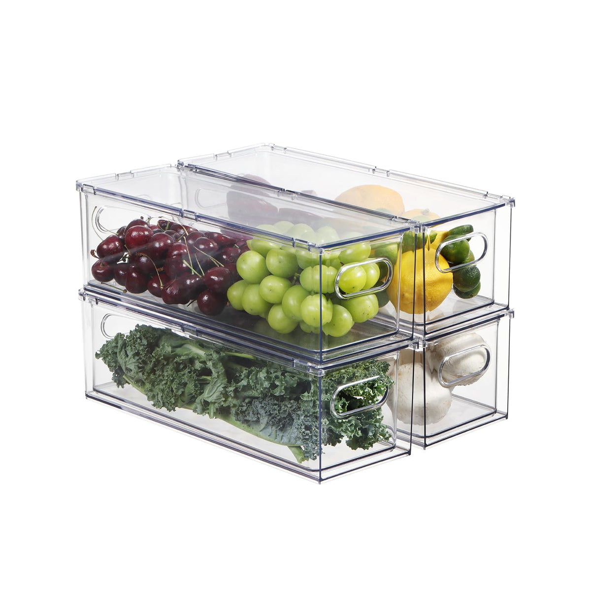 Fridge Organizers and Storage Pull Out Drawer, 2 Small + 1 Large