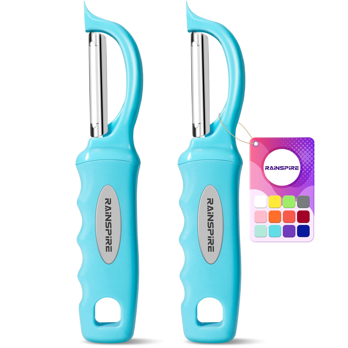 Rainspire Vegetable Peeler Potato Peelers for Kitchen, Sharp Stainless Steel Blades Veggie, Comfortable Handle Fruit Peeler, Carrot Peeler Apple Peeler Dishwasher Safe, Mint Green, 1-Pack