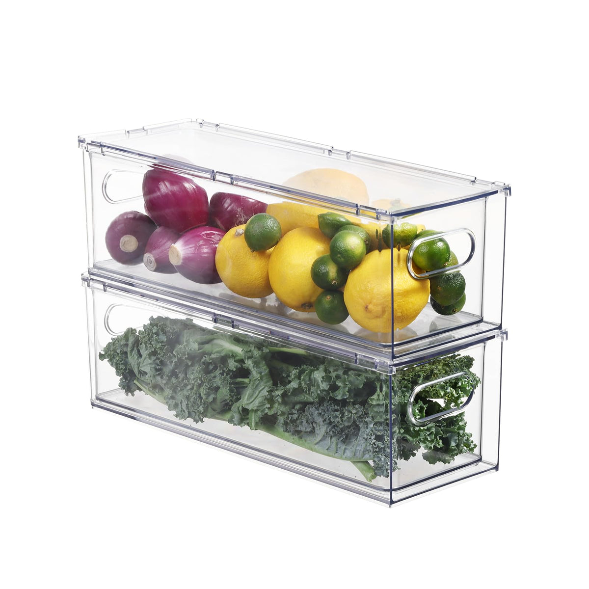 Fridge Organizers and Storage Pull Out Drawer, 2 Small + 1 Large