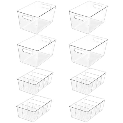 Vtopmart 6 Pack Clear Storage Bins, Pantry Cabinet Organizer Bins, Medium