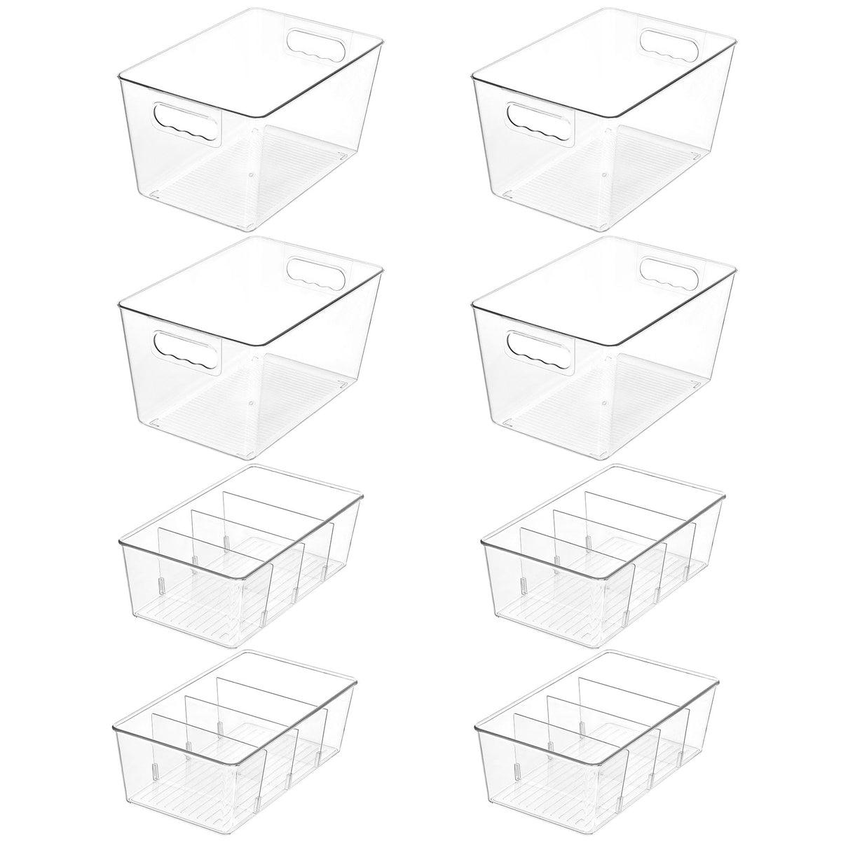 Vtopmart 8 Pack Clear Storage Bins with Lid Set for Pantry Organizer