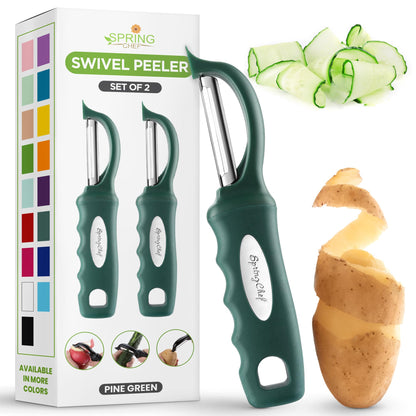 Spring Chef Swivel Potato Peeler for Kitchen with Ergonomic Handle, Gray