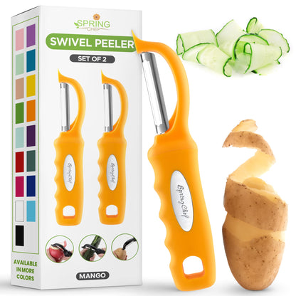 Spring Chef Swivel Potato Peeler for Kitchen with Ergonomic Handle, Gray