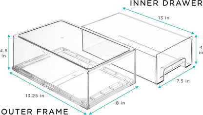 Sorbus Clear Stackable Storage Drawers for Refrigerator (Medium, 2 Pack)