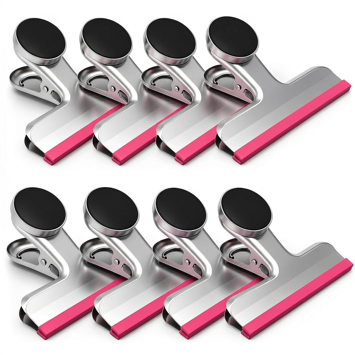 Magnetic Chip Clips, Stainless Steel Chip Bag Clips with Strong Magnet and Silicone Cover, Heavy Duty Food Bag Clips for Kitchen Storage, 10 Pack Color Coded, 3 Inch