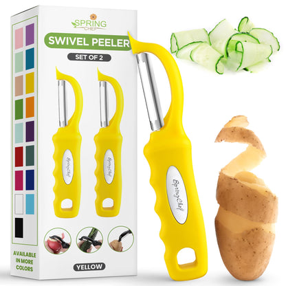 Spring Chef Swivel Potato Peeler for Kitchen with Ergonomic Handle, Gray