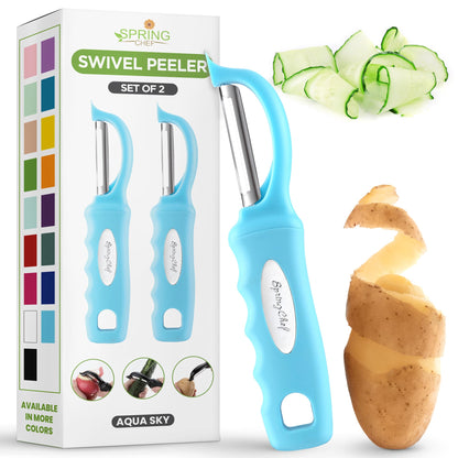 Spring Chef Swivel Potato Peeler for Kitchen with Ergonomic Handle, Gray
