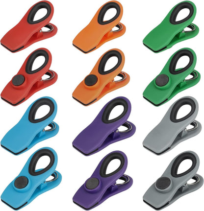 TACGEA Chip Clips, Magnetic Bag Clips for Food Storage, 12 Pack, Multicolor