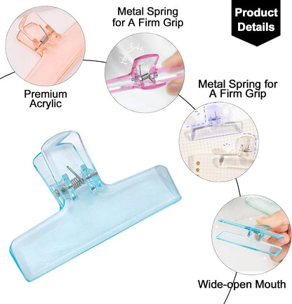 6 Pack Cute Chip Clips, Acrylic Clear Seal Clips for Food Storage