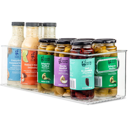 Plastic Food Storage 2 Pack Clear Container Bin with Handles for Organizing Kitchen, Pantry, Fridge, Freezer, Pantry, Bathroom. 14"x6"5"