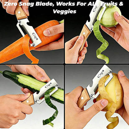 Vegetable Peeler, Stainless Steel Wooden Handle for Apple, Potato