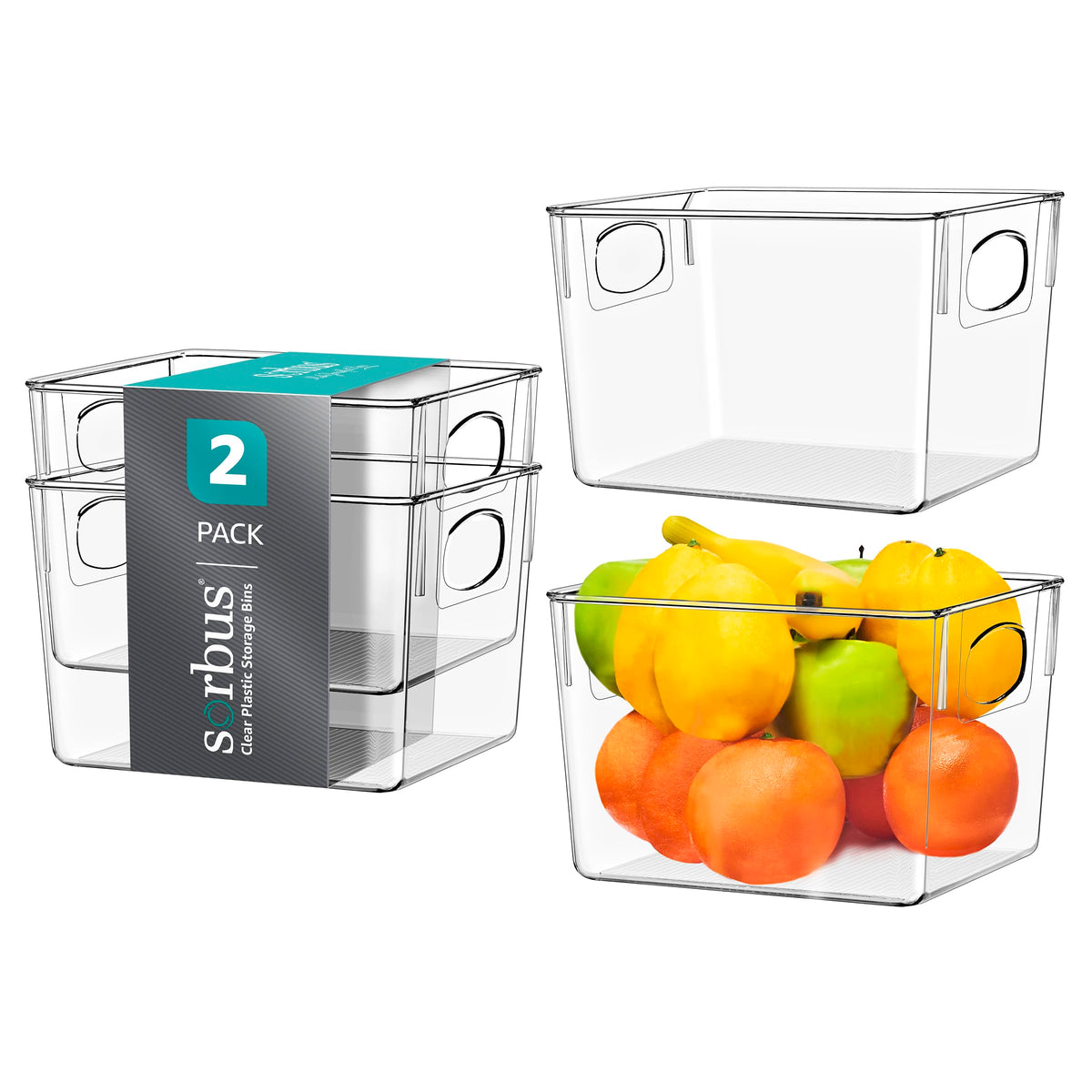 Sorbus Fridge Organizers and Storage, Clear Plastic Bins (Small, 4 Pack)
