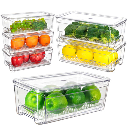 Imncya Clear Fridge Organizer, 4-Pack Stackable Refrigerator Storage Bins