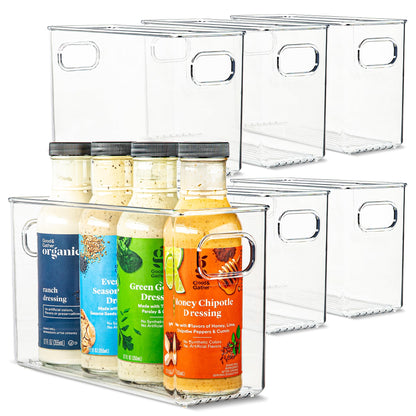 Plastic Food Storage 2 Pack Clear Container Bin with Handles for Organizing Kitchen, Pantry, Fridge, Freezer, Pantry, Bathroom. 14"x6"5"