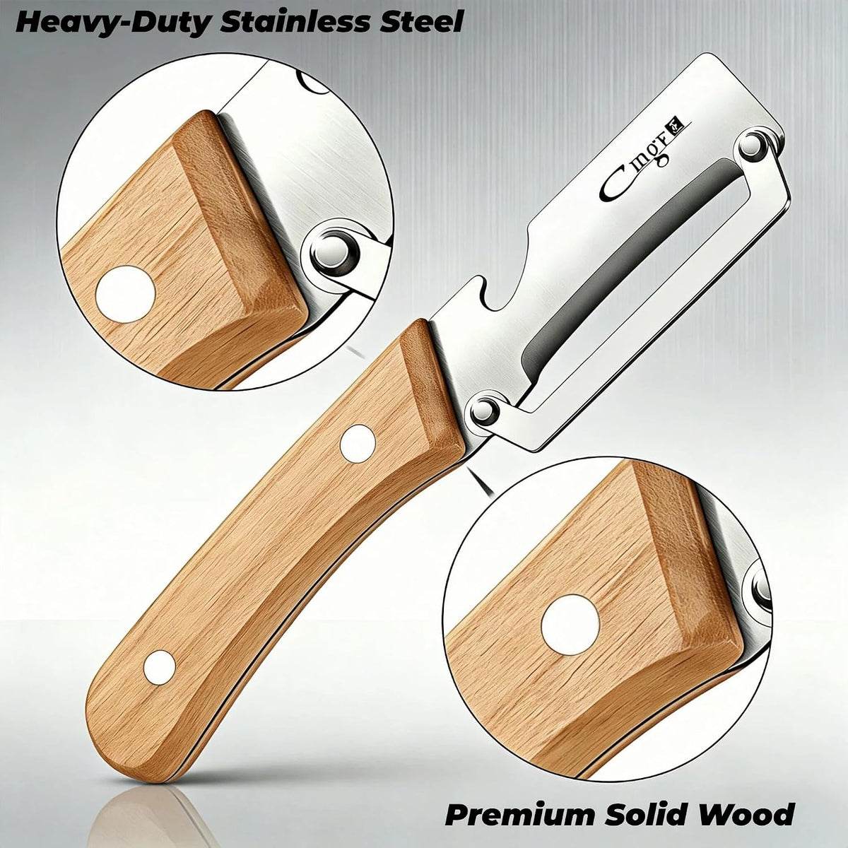 Vegetable Peeler, Stainless Steel Wooden Handle for Apple, Potato