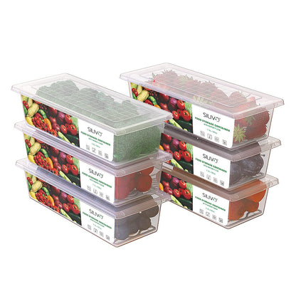 6 Pack 1.5L Fruit Storage Containers for Fridge with Removable Drain Tray