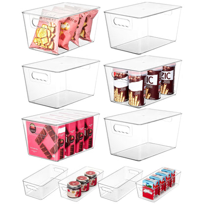 Vtopmart 6 Pack Clear Storage Bins, Pantry Cabinet Organizer Bins, Medium