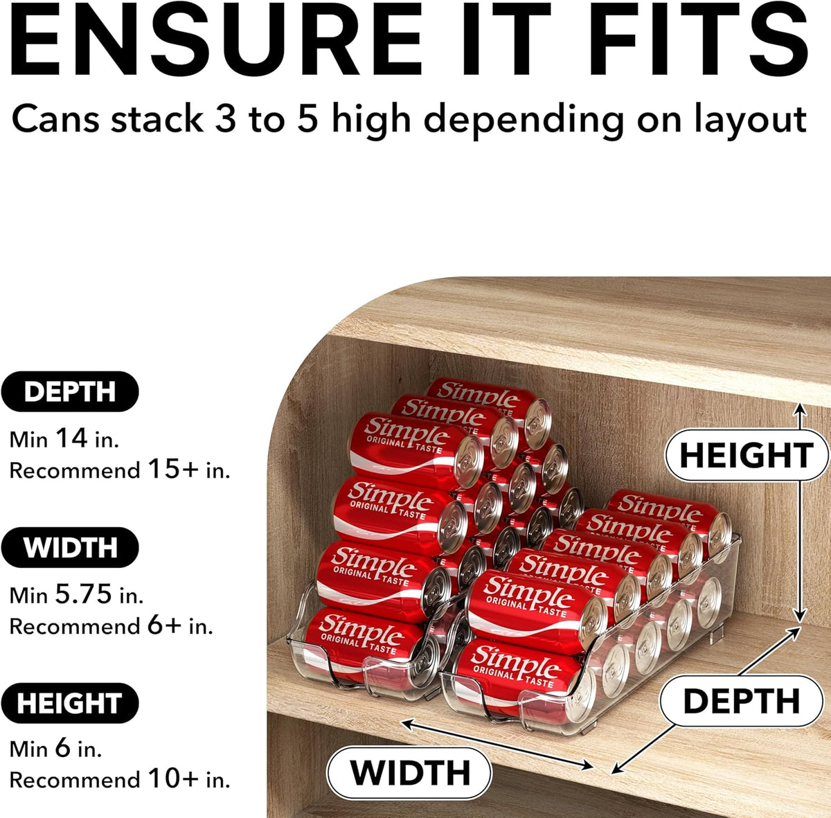 Simple Houseware Soda Can Organizer Dispenser Refrigerator/Pantry, Set of 2