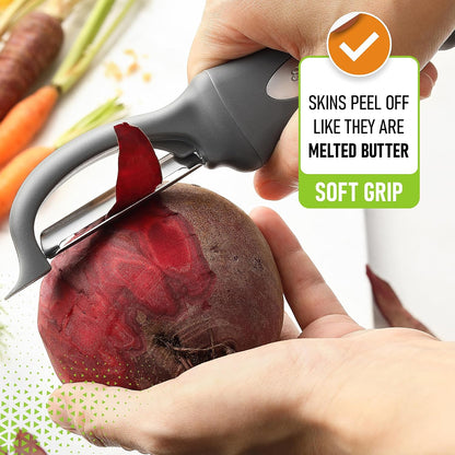 Spring Chef Swivel Potato Peeler for Kitchen with Ergonomic Handle, Gray