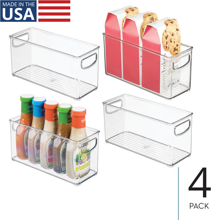 iDesign Slim Clear Plastic Stackable Storage Bin, Tall Narrow, 4-Pack