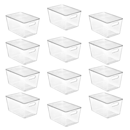 Vtopmart 4 Pack Clear Stackable Storage Bins with Lids and Handles, Large
