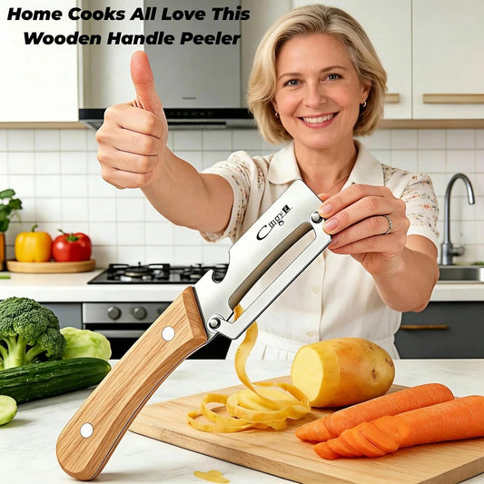 Vegetable Peeler, Stainless Steel Wooden Handle for Apple, Potato