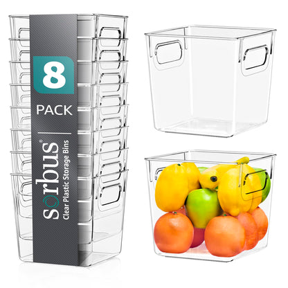 Sorbus Fridge Organizers and Storage, Clear Plastic Bins (Small, 4 Pack)