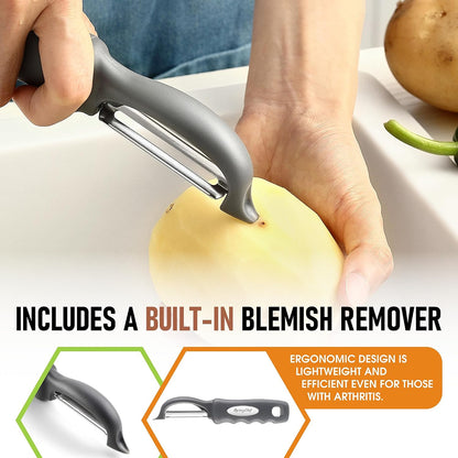 Spring Chef Swivel Potato Peeler for Kitchen with Ergonomic Handle, Gray