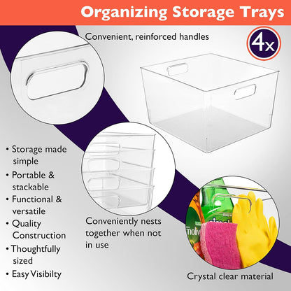 ClearSpace Clear Plastic Storage Bins for Kitchen, Fridge, Pantry, 4 Pack