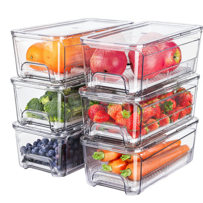 Pull-Out Fridge Organizer, 4-Pack Clear Refrigerator Storage Bins