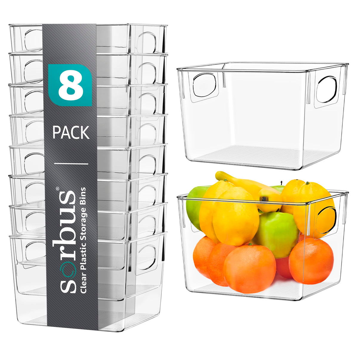 Sorbus Fridge Organizers and Storage, Clear Plastic Bins (Small, 4 Pack)