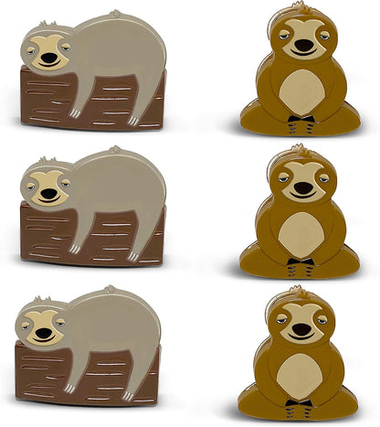 Sloth Bag Clips, 6 Woodland Sloth Chip Clip Set, Tight Food Saver, Snack Bag Sealer, Chip Clips Bag Clips Food Clips, Air Tight, Cute Sloth Party Supplies, Fun Sloth Stuff, Bag Clips for Food Storage