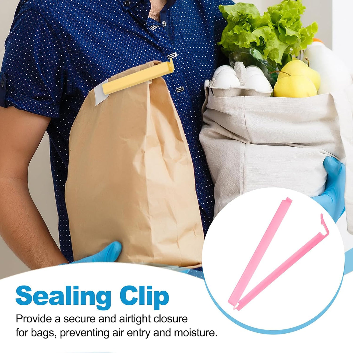 PATIKIL Sealing Clips 4.3in, 10 Pack Reusable Plastic Bag Clip Clamp, Pink