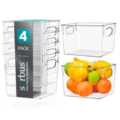 Sorbus Fridge Organizers and Storage, Clear Plastic Bins (Small, 4 Pack)