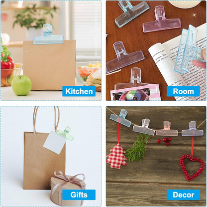 6 Pack Cute Chip Clips, Acrylic Clear Seal Clips for Food Storage