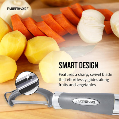 Farberware Euro Vegetable Peeler with Swivel Blade Jewel Grey
